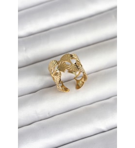 316L Çelik Gold Renk Yelpaze Model Kadın Yüzük 5886