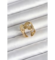 316L Çelik Gold Renk Yelpaze Model Kadın Yüzük 5886