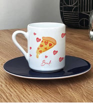 Kişiye Özel Pizza Lover Türk Kahvesi Fincanı (Lacivert)