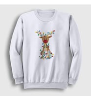 Presmono Unisex Beyaz Adorable Reindeer Geyik Yılbaşı Sweatshirt 364539tt (Beyaz)