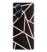 Vivo V29 Lite Kılıf Resimli Desenli Baskılı Silikon Pembe Şeritli Mermer 1312