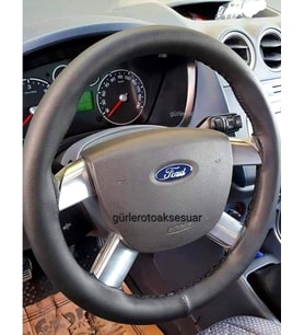 Uyumlu Ford Connect Deri Dikmeli Direksiyon Kılıfı Soft Siyah 38×10.5CM