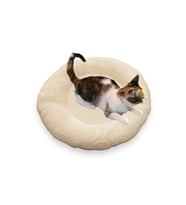 Yumuşak Tüylü Peluş Yuvarlak Kedi Yatağı Minder 50cm Bej