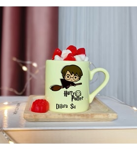 Harry Potter Tasarımlı Kişiye Özel Sarı Türk Kahvesi Fincanı