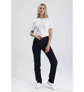 Özel Üretim Yüksek Bel Nataly36 Süper Koyu Indigo Denim Düz Kesim Sade Şık Kadın Jean Pantolon