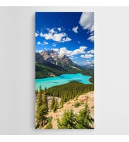Ağaçlar Göl Bulutlar Panoramik Kanvas Tablo