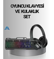 LED'li Oyuncu Klavye Mouse ve Bluetooth Kulaklık Seti Türkçe Q USB