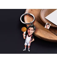 BK Gift Kişiye Özel Basketbolcu Karikatürlü Ahşap Anahtarlık-3 Sevgiliye Hediye, Arkadaşa Hediye, Doğum Günü Hediyesi