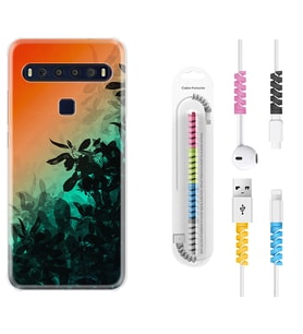 TCL 10L 10 Plus 10SE 20E 20SE 30SE L7 Kılıf Kablo Koruma Spiral Silikon Güzel Çiçekler 1712
