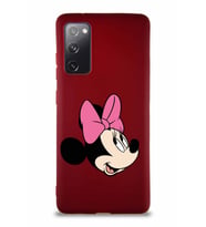 Samsung Galaxy S20 FE Soft Premier Kapak Minnie Mouse-A Tasarımlı Silikon Kılıf - Mürdüm (Şeffaf)
