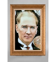 Altın Varaklı Paspartulu Çerçeveli Atatürk Tablo sd230