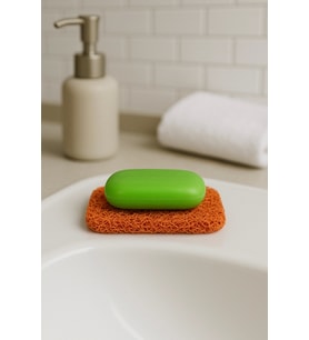 Valerine Life Turuncu Sabunluk Kaymaz Kıvırcık Lif Dokulu Su Tahliyeli Sabun Altlığı 7x11cm 3 Adet