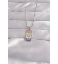 316L Çelik Gümüş Renk Karışık Mineli Ay Figür Tarot Kolye 5886