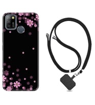 INFINIX Smart 4 5 6 Zero 8 S5 Pro Kılıf Boyun Askılı Silikon Black flowers 1391