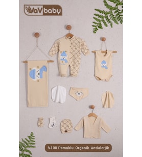 VaVBaby Organik Hastane Çıkışı 10’lu Polar Bear-Mavi