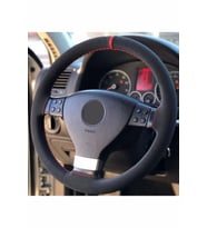 Vw Caddy 2004 2020 Kırmızı Yüzüklü Alkantra Direksiyon Kılıf