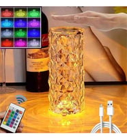 Wolawood Elmas Dokunmatik Kristal LED Masa Lambası – USB Kablolu ve Şarjlı, Kumandalı Renk Değiştiren Sihirli Diamond Tasarım, Lüks ve Dekoratif Aydınlatma Gece Lambası