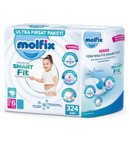 Molfix Premium Smart Fit Bebek Bezi 6 Beden 15+ KG Extra Large 324 Adet Ekstra Ultra Fırsat Pk