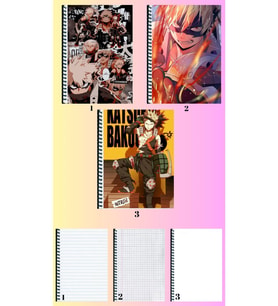 Bakugou katsukiA4 defter 3 adet çizgili + kareli + çizgisiz büyük boy 21*29 cm süper set