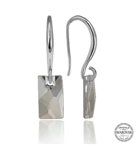 Swarovski Crystal Taşlı Gümüş Beyaz Baget Sallantılı Kadın Küpe