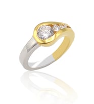 Kristal Kesim Gold Kaplama 925 Ayar Gümüş Zirkon Yüzük 201022858