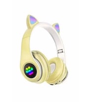Pazariz Rgb Işıklı Kedi Kulak Kulaküstü Bluetooth Kulaklık (Sarı)