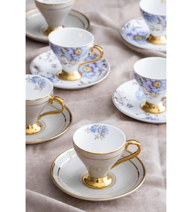 Royalty 6 Kişilik Porselen Kahve Fincanı Takımı - 90 ml