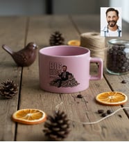Kişiye Özel Karikatürlü Erkek Patron Lüks Pastel Fincan Doğum Günü Hediyesi