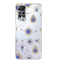 PrintiFy Xiaomi Redmi Note 11S ile Uyumlu Nazar Boncuğu 5  Kamera Korumalı Şeffaf Silikon Kılıf