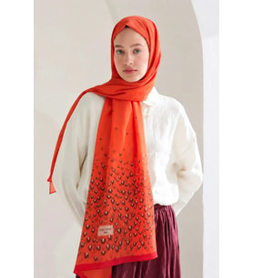 Lesscarves Desenli Pamuk İpek Şal LS2302