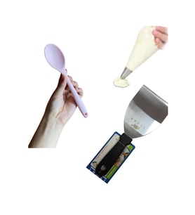 12'li Krema Torbası + Pembe Kaşık + Pasta Spatulası Seti