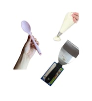 12'li Krema Torbası + Pembe Kaşık + Pasta Spatulası Seti