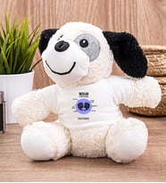 Kişiye Özel İkizler Burcuna Hediye Peluş Köpek (Beyaz)