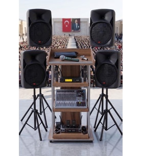 Lastvoice School Paket-4 Okul Tören Ses Sistemi Full Set (Hoparlör Anfi Mikrofon Stand)