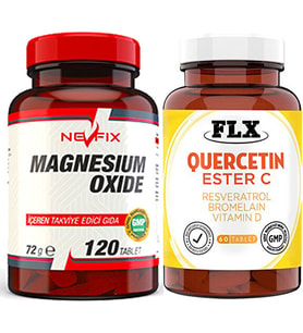 FLX Nevfix Magnesium Oxide 120 Tablet   Flx Kuersetin Ester C 60 Tablet (Renksiz)