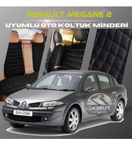 Renault Megane 2 Siyah Renk Tay Tüyü Cepli & Terletmez Sırtlı Oto Koltuk Minder Seti - Koltuk Koruma Kılıfı (ÖN & ARKA TAM SET)