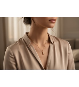 STİL İNCİSİ/XUPING JEWELRY K TAŞLI HARF KOLYE (Altın Rengi)