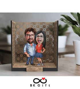 BK Gift Kişiye Özel 3D Ahşap Karikatürlü Çift/Sevgili Bahçe Biblosu, Sevgililer Günü Hediyesi, Doğum Günü Hediyesi, Yıl Dönümü Hediyesi-5