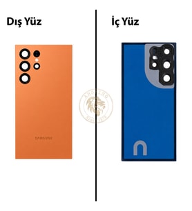 Samsung S24 Ultra Turuncu Arka Pil Kapağı Batarya Kapağı Lazer Kesim Back Cover