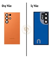 Samsung S24 Ultra Turuncu Arka Pil Kapağı Batarya Kapağı Lazer Kesim Back Cover