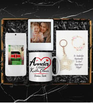 Anneler Gününe Özel Tasarım Kupa & Dünya Kahvesi & Yıldız Anahtarlık & Beyaz Fotoğraf Çerçevesi