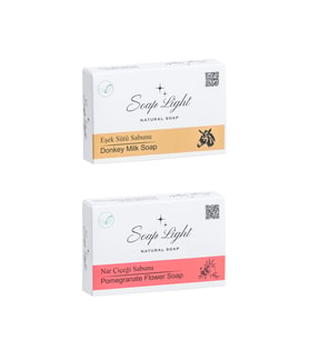 Soap Light  Ikili Sabun Paketi - Eşşek Sütü Sabunu nar Çiçeği sabunu