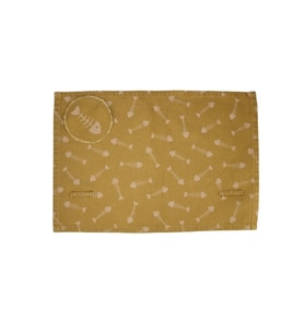 Amerikan Servis Bardak Altlığı Set Denim Balık Baskılı 30x40 cm