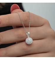 Beyaz Kristal Taşlı  925 Ayar Gümüş Kadın Kolye