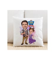 Prenses Kız ve Babası Karikatürlü Yastık