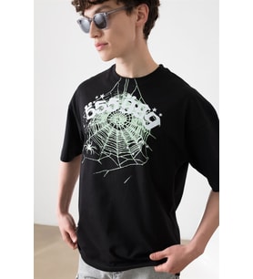 Trendiz Unisex 555 Spider Siyah Tshirt
