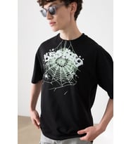 Trendiz Unisex 555 Spider Siyah Tshirt