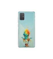 Samsung Galaxy A71 ile uyumlu Splash ahtapot tasarımlı şeffaf silikon kılıf