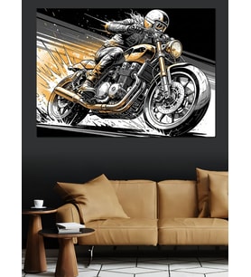 Hızlı Modern Motosiklet Siyah Beyaz Dekoratif Kanvas - Mdf Ahşap Tablo