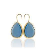 Kadir Jewellery 22 Ayar Altın Kaplama Damla Taşlı Küpe -El İşçiliği Ve Hipoalerjenik Küpe